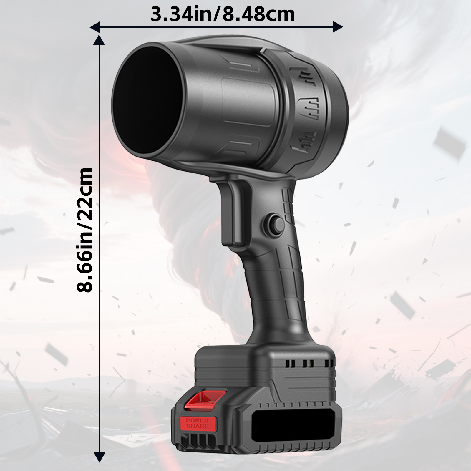KingFurt  Cordless Leaf Blowers,Handheld Leaf Blower- 33000 RPM, 2 Batteries & Charger. Ideal for Patio Cleaning, Lawn Care.Black