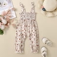 thumbnail image 2 of JAJAHO Girls Summer Jumpsuits Toddler Girl Lightweight Floral Sleeveless Smocked One Piece Beach Vacation Clothes 3-24M Trendy Onesie, 2 of 7