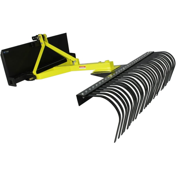 Skid Steer Landscape Rake Soil Gravel Lawn Tow Push 3 point Tractor 4