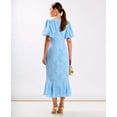 thumbnail image 2 of Blue Jacquard Shimmer Puff Sleeve Midi Dress, 2 of 7