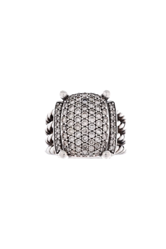 Pre-Owned Wheaton Ring Sterling Silver and Diamonds 16mm By Rebag