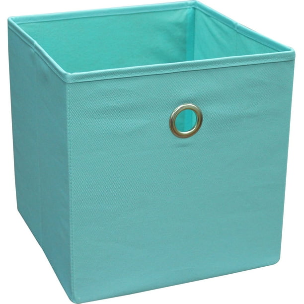 Mainstays Collapsible Fabric Cube Storage Bins (10.5" x 10.5"), Aqua