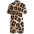 thumbnail image 3 of Womens Pajama Sets 2 Piece, V Neck Button Down Short Sleeve Pajamas for Women, Soft Polyester Homewear Lounge Set, Leopard Zebra Print Sleepwear S-3XL, 3 of 9