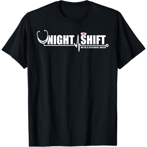 Night Shift Different Breed Stethoscope Funny Nurse RN RT US T-Shirt