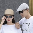 thumbnail image 3 of Tnobhg Women Men Solid Color Peaked Cap Quick Drying Breathable Sun Protection Casual Retro Style Beret Cap, 3 of 8