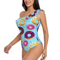 thumbnail image 2 of Easygdp Donuts Women's One Shoulder Ruffle Monokini Bathing Suits with Removable Chest Pad, Quick Drying - Medium, 2 of 8