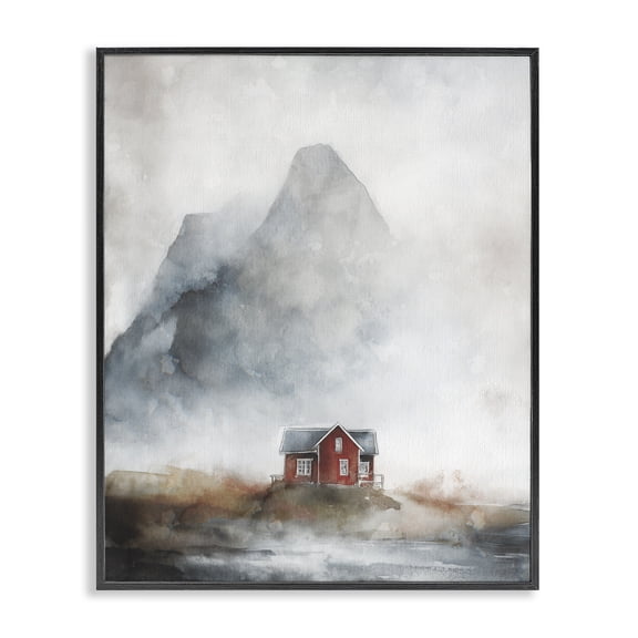 Stupell Industries Foggy Hugged Hut Black Framed Giclee Art, design by Svetlana Aleynikova