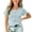 Light Blue——Back to School, variant on Girls Short Sleeve Shirts Lettuce Trim Bow Tie Tees Casual Crew Neck School Uniform White 11 Years