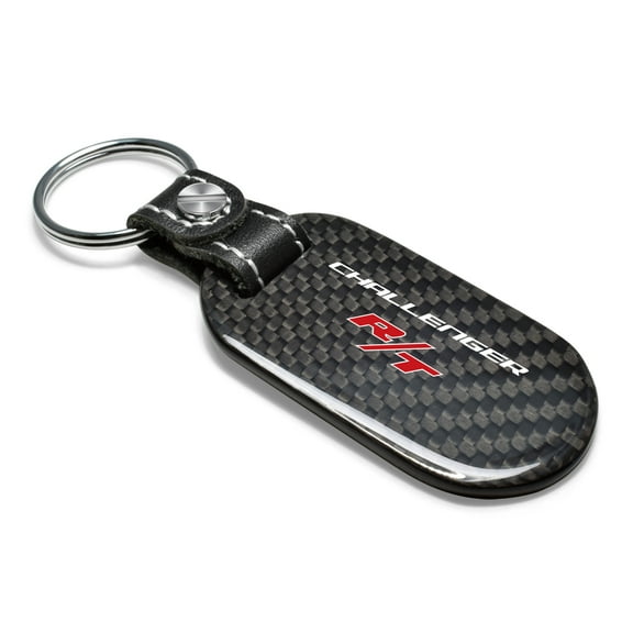 Dodge Challenger R/T Real Carbon Fiber 3 mm Thick Tag Style Key Chain Keychain