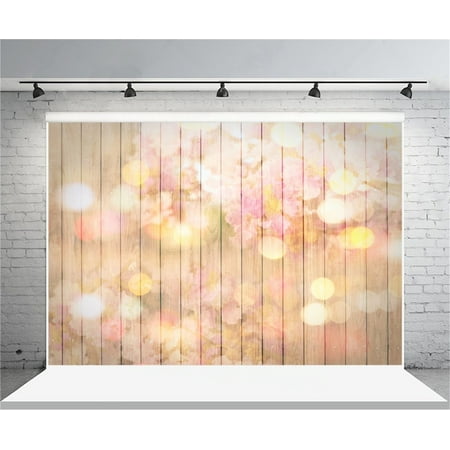 Image of 7x5ft Sweet Flowers Backdrop Hazy Wooden Wall Floorboard Photography Background Girl Adult Kid Infant Artistic Portrait Photo Shoot Studio Props Video Drop