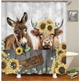 thumbnail image 7 of Western Farmhouse Shower Curtain Sets 4-Piece Waterproof Polyester 72x72 Inch, Teal Floral & Cattle Design with Non-Slip Bath Mat, Rustic Bathroom Decor Includes 12 Hooks, 7 of 7