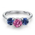 thumbnail image 3 of Gem Stone King 925 Sterling Silver Pink Moissanite and Blue Created Sapphire Engagement Ring for Women | 2.00 Cttw | Round 6MM | Gemstone Birthstone | Size 8, 3 of 6