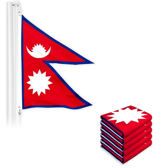 G128 5 Pack: Nepal Nepali Flag | 3x5 Ft | LiteWeave Pro Series Printed 150D Polyester | Country Flag, Indoor/Outdoor, Vibrant Colors, Brass Grommets, Thicker and More Durable Than 100D 75D Polyester