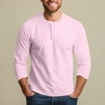 thumbnail image 6 of Hearthz Men's Baseball T-Shirts 3/4 Sleeve V Neck Button Up Henley Baseball Jersey Men Mens Casual Slim Fit T-Shirts Henley Shirts ,Pink L, 6 of 7