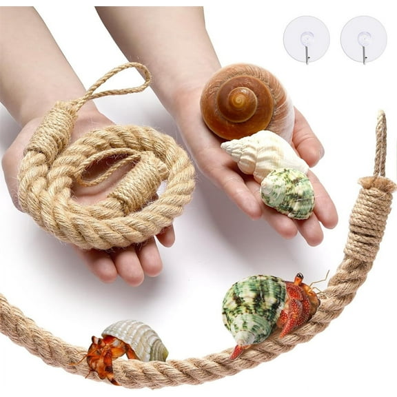 Tutuviw 25.6" Hermit Crab Climbing Toys Crab Rope Ladder Decor Reptile Hanging Vines ToysTank Accessories Habitat Decor for Hermit Crab Tree Frogs,Crested Gecko Lizards Geckos Snakes
