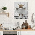 thumbnail image 3 of XUFX Highland Cow Sitting in Toilet Wall Art Funny Highland Cow Pictures Cow Sitting in Toilet Reading Newspaper Canvas Print Wall Décor for Farmhouse Bathroom Toilet Artwork Unframed 20x24inch, 3 of 5