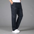thumbnail image 2 of Hwmodou Men Pants Workout Mens Loose Cotton Plus Size Pocket Solid Color Elastic Waist Pants Overall Pants Sports Casual Clothes For Man, 2 of 7