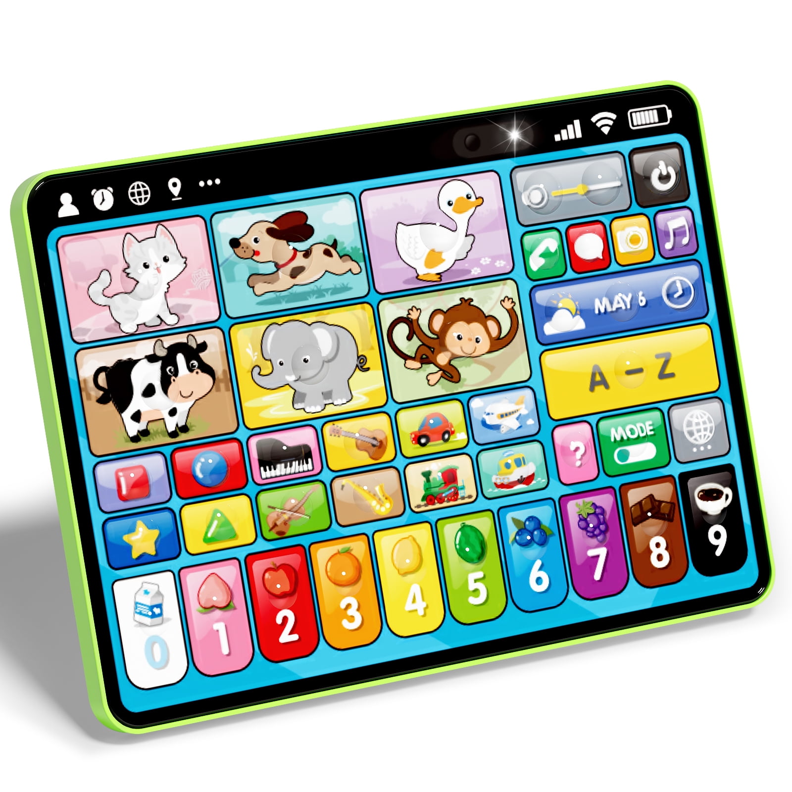 Learning Toys Tablet for Toddlers 1-3, Montessori Toys with Music & Sound, 3 Language Educational Toys, Speech Musical Toys, Early Development Gift for Boys Girls 1 2 3 Years Old (Green)