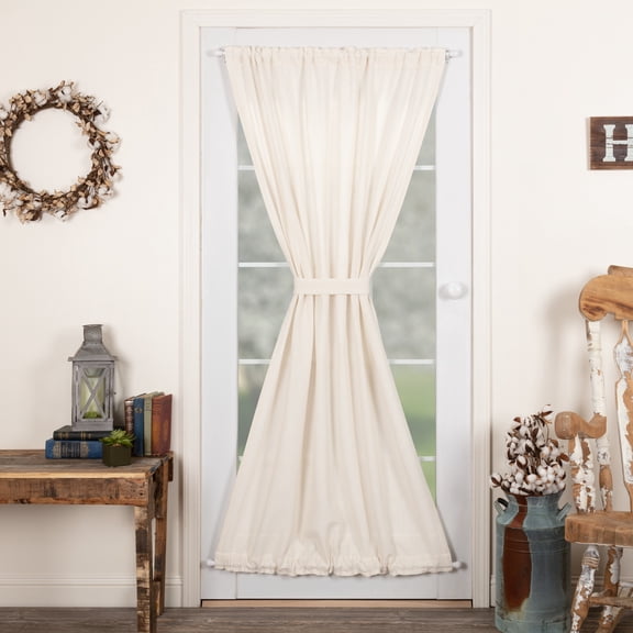 VHC Brands Farmhouse 72"x40" Door Panel Creme Rod Pocket Burlap Window Curtains