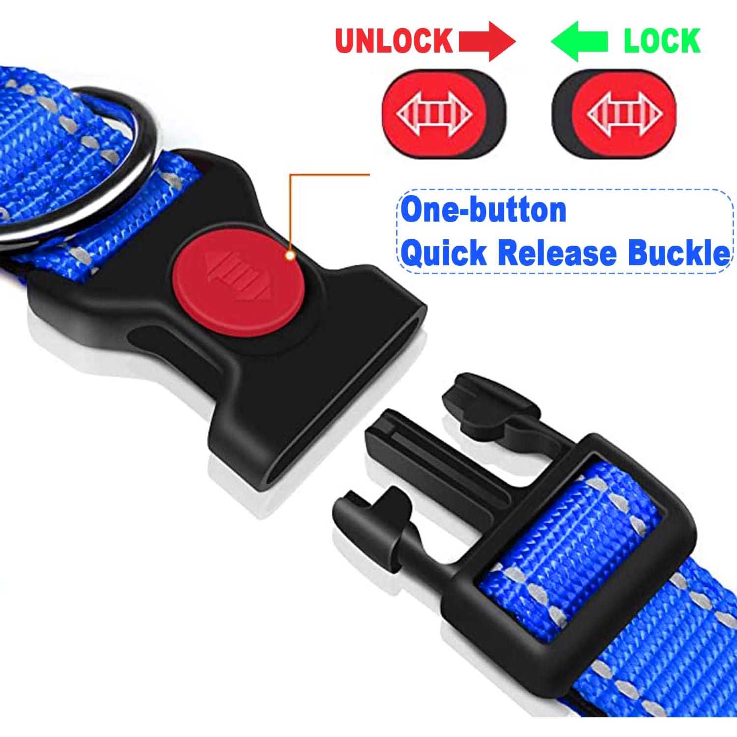 Camkey Reflective Nylon Dog Collar with Safety Buckle photo 4
