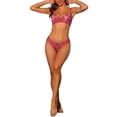 thumbnail image 2 of Conjunto de lencería push up para mujer Allegra K con tirantes ajustables, bordes de encaje floral, sujetadores y bragas D 40 en rojo floral, 2 of 4