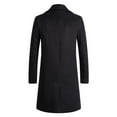 thumbnail image 5 of QHFBli Mens Double Trench Coat Men's Casual Long Overcoat Solid Button Turn-Down Wool Blend Pocket Black XXL, 5 of 6