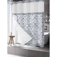 thumbnail image 3 of No Hook Shower Curtain with Snap-in Liner, Grey Flowers Waterproof Fabric Bathroom Curtains, Spring Floral Farmhouse Retro Art Bath Curtains & Mesh Top Window 72"x78" Long, 3 of 9