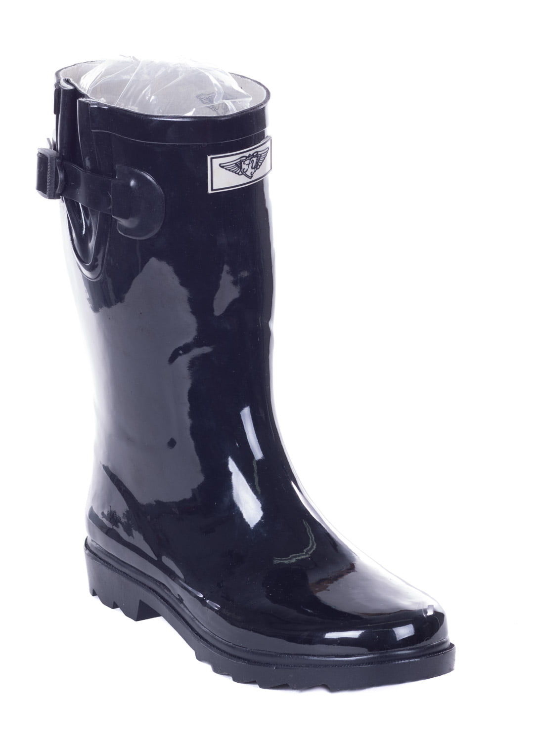 Women Mid-Calf 11'' Black Rubber Rain Boots - Walmart.com