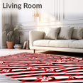 thumbnail image 2 of ODIKA 4'x6' Machine Washable Non-Slip Area Rug, Bold Mascot Abstract with Dynamic Stripes and Accents High Traffic Rug with Pad, Red, 668856, 2 of 8