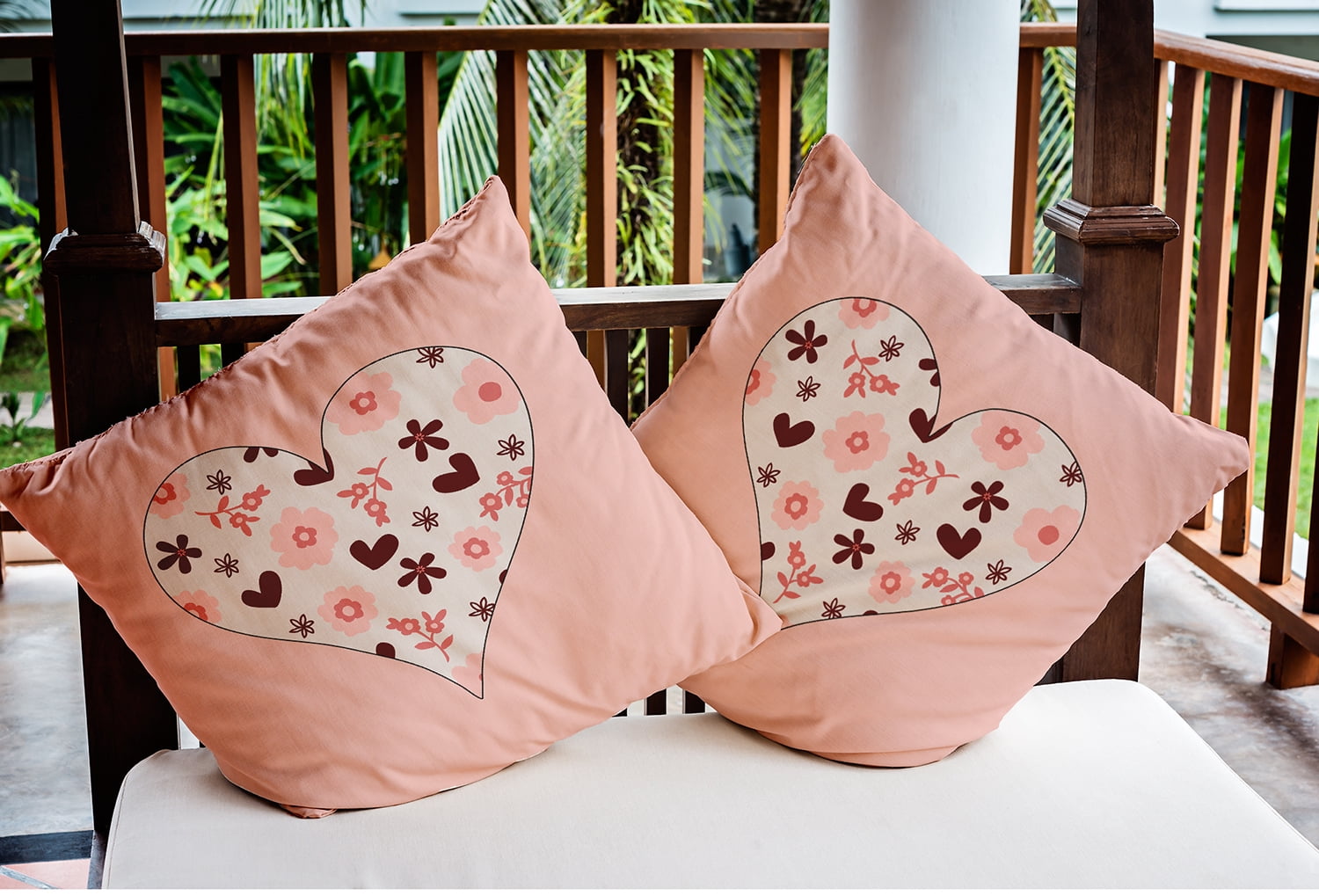 18"x18" Simply Daisy Valentines Flowery Love Hearts Poly Indoor/Outdoor Pillow, Silver Qty 1