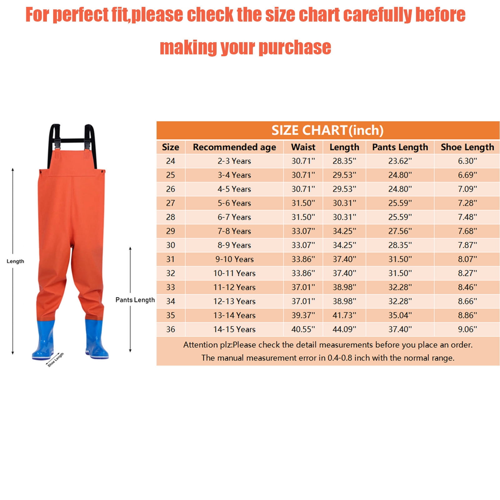 Lojoutye 2025 Kids Chest Waders Youth Baby Clothes Fishing Waders for one Baby Outfit Water Proof Waders Clothes 18 Months with Boots