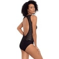 thumbnail image 3 of Women's Lauren Ralph Lauren 122008 Ottoman Mesh Boatneck One Piece Swimsuit (Black 14), 3 of 4