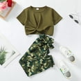 thumbnail image 2 of Kucnuzki 13 Years Big Girl Outfits 14 Years Big Girls Pant Sets Short Sleeves Twist Top Camouflage Pants 2pcs Sets Green, 2 of 10