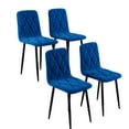 thumbnail image 2 of Blue Velvet Dining Room Chairs 4pcs - Strong Legs, Comfortable Cushion, Fashionable Look (4), Reinforced Iron Legs For Heavy Duty Use, 2 of 6