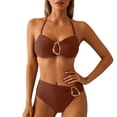 thumbnail image 2 of Womens Beach Vacation Two Piece Swimsuit Cover Up Ruffle Outfit High Waist Bottom Tummy Control Swimwear, 2 of 5