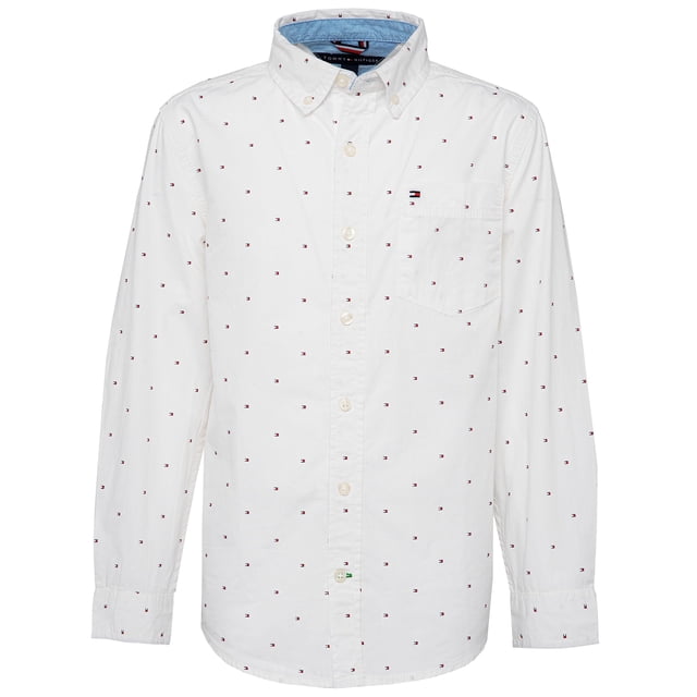 Camisa Tommy Hilfiger Ellison White de manga larga para niños, talla 2