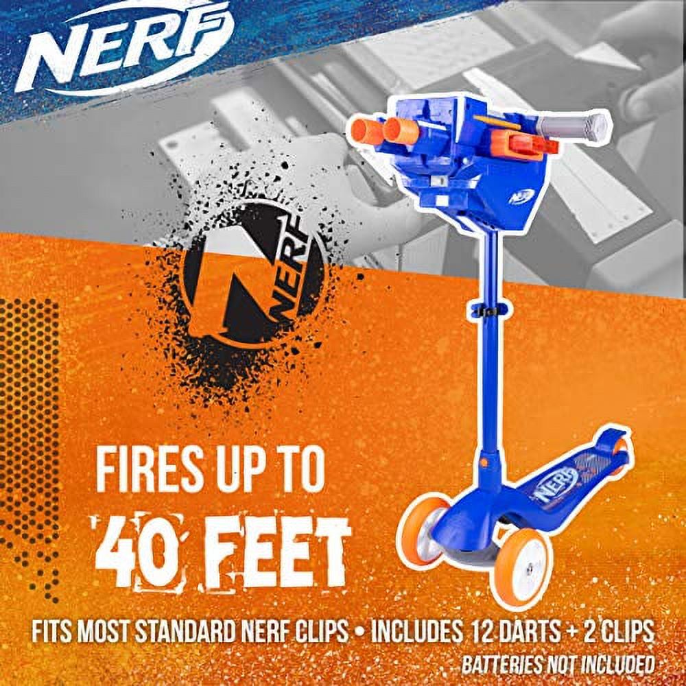 Nerf Blaster Scooter, Dual Trigger Rapid Fire Action, Includes 2 Clips and 12 Elite Darts - image 2 of 4