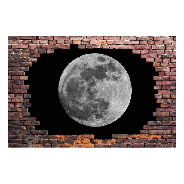 Wall26 Landscape Viewed Through A Broken Brick Wall Peel Stick Wallpaper 66x96 Inches Walmart Com Walmart Com