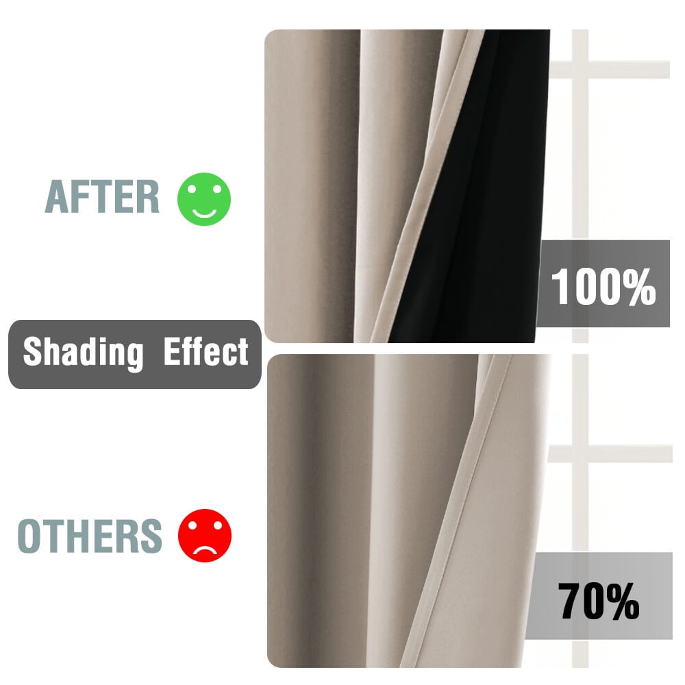H.Versailtex 100% Blackout Curtains for Bedroom - Contemporary Natural Sand Solid Print Grommet Curtain Sets, 52" x 63", 2 Panels