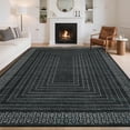 thumbnail image 1 of Modern 8x10 Area Rugs for Living Room, Washable Geometric Soft Non Slip Bedroom Rugs, Ultra Thin Low Pile Stain Resistant Large Carpet for Dining Room Office, Black, 1 of 7