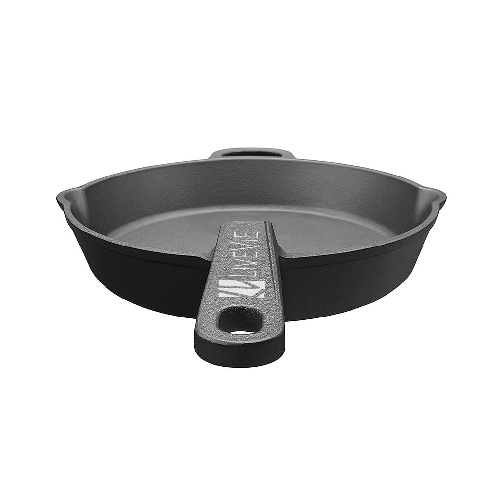 Cast Iron Griddle Pan (Tawa) with Long Handle, Pre-Seasoned Flat Skillet for Roti, Dosa, Pancakes, Tortillas, Heavy-Duty Shallow Frying Pan for Gas, Grill, or Open Fire, 10 Inch