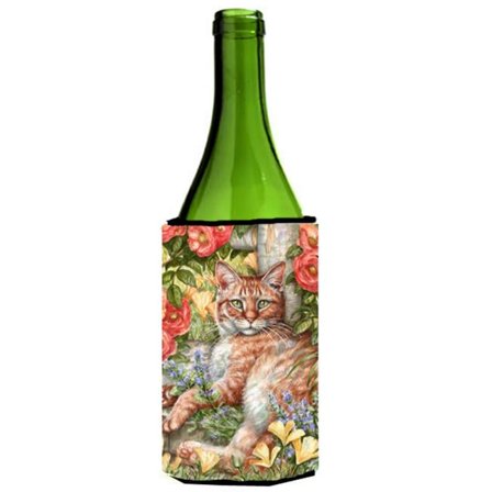 Tabby in the Roses by Debbie Cook Wine Bottle Can cooler Hugger