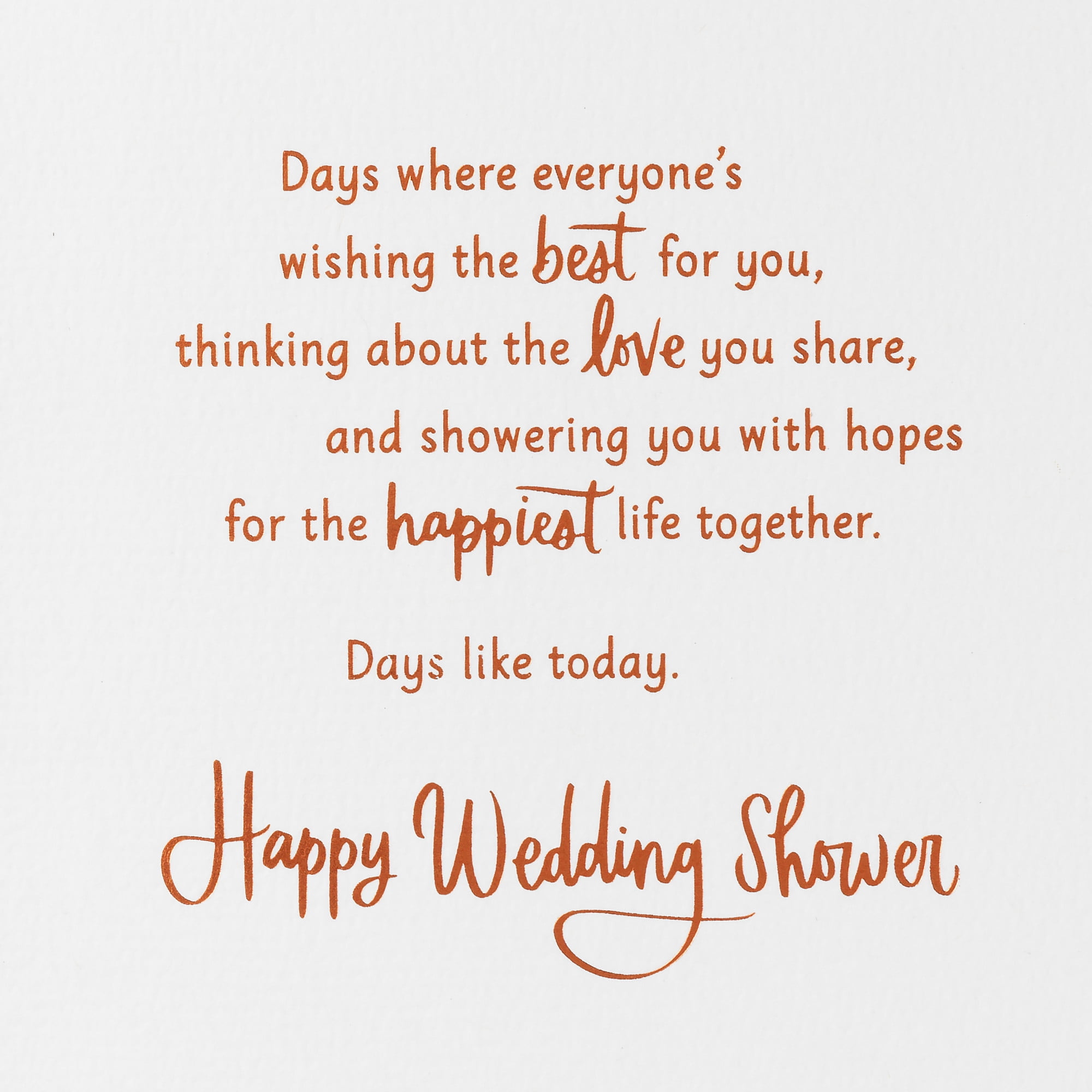 Hallmark Wedding Shower Card (Hopes for the Happiest Life Together)