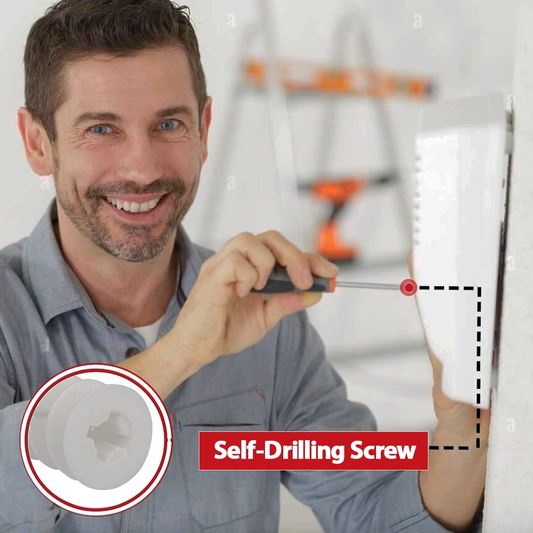 120Pcs #8 Self Drilling Drywall Anchors and Screws kit #8 x 1-1/4”- Superb Wall Anchors for Drywall, Holds Upto 75lbs – No Drill Hole Required with These Dry wall Screws and Anchors