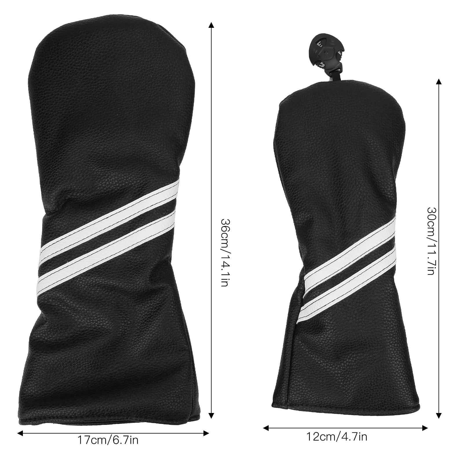 LAZIOEGR Premium PU Waterproof Golf Club Head Cover Set – Soft, Durable, Sun‑Proof, Adjustable Number Plate, 5‑Piece Black Stripe Design