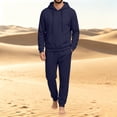 thumbnail image 6 of Hearthz Men's Sweatshirt Suit 2 Piece Outfit Oversized Hoodie Loose Wide Leg Pants Fall Winter Athletic Sweat Suits for Men 2 Piece Navy XXXL, 6 of 7