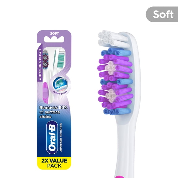 Oral-B Advanced Whitening Manual Toothbrush, Soft, 2 Count