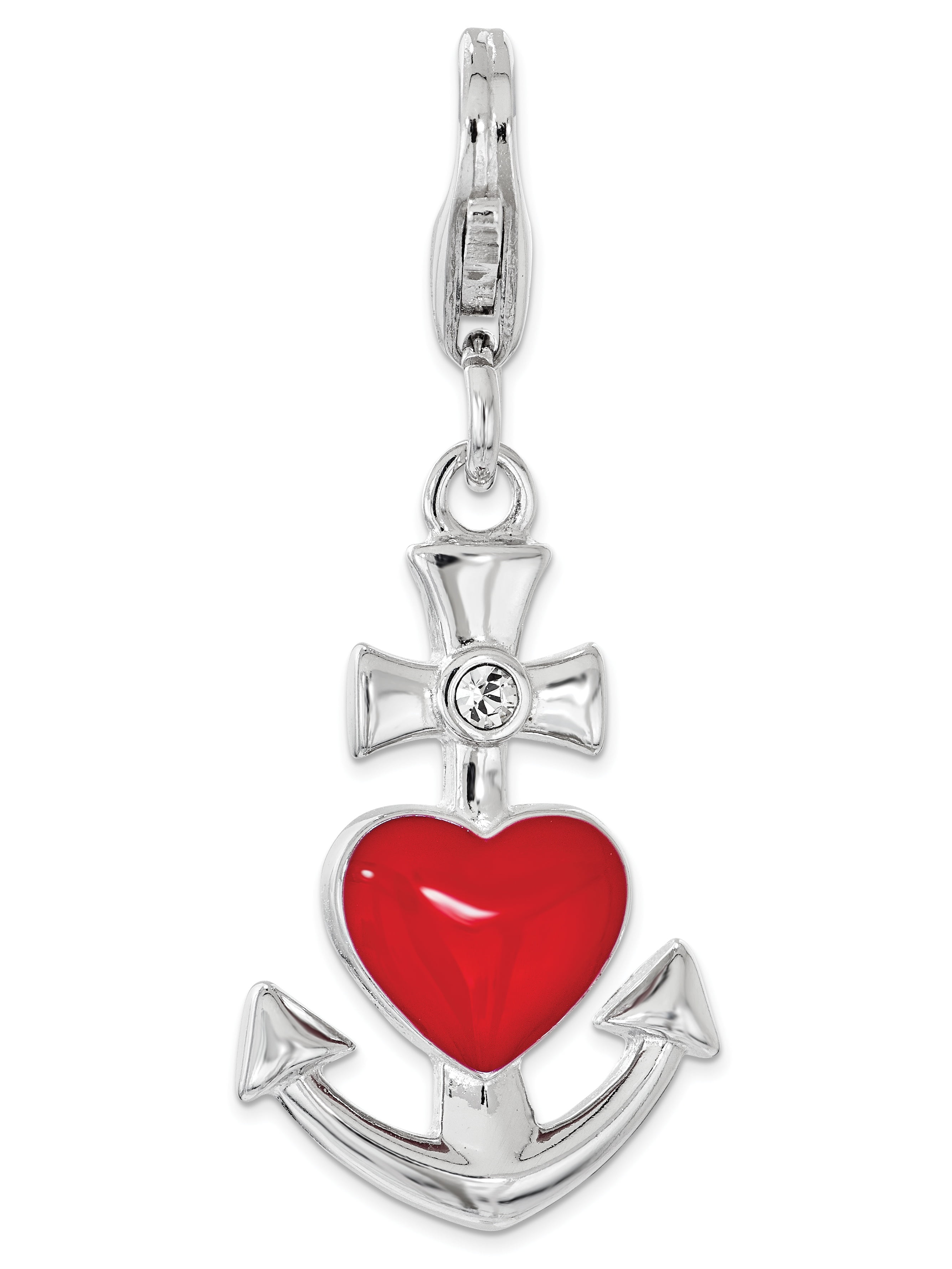 Amore La Vita 925 Sterling Silver 3D Enameled Red Lipstick w//Lobster Clasp Charm