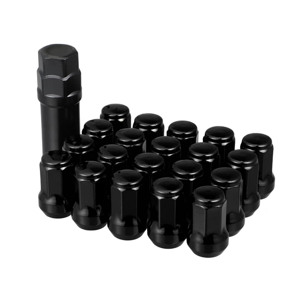 1 Juego M12x1.5 Coche Orejeta Tuercas Bellota Hexagonal Rueda Tuerca con Zócalo Llave Negro
