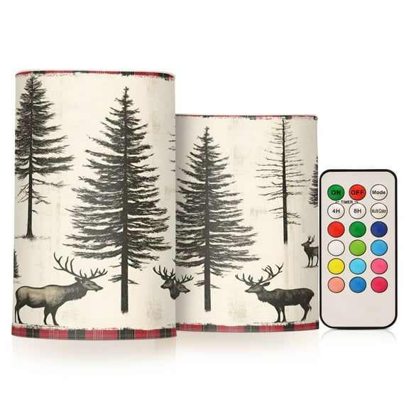 Yayeee Flameless Candles with Remote Flickering Battery Operated Multi Color Changing, Black Deer